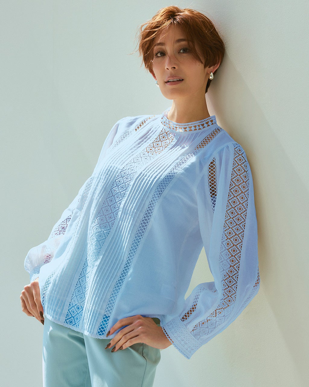 トーションレース・スタンドカラーブラウス/DoCLASSE