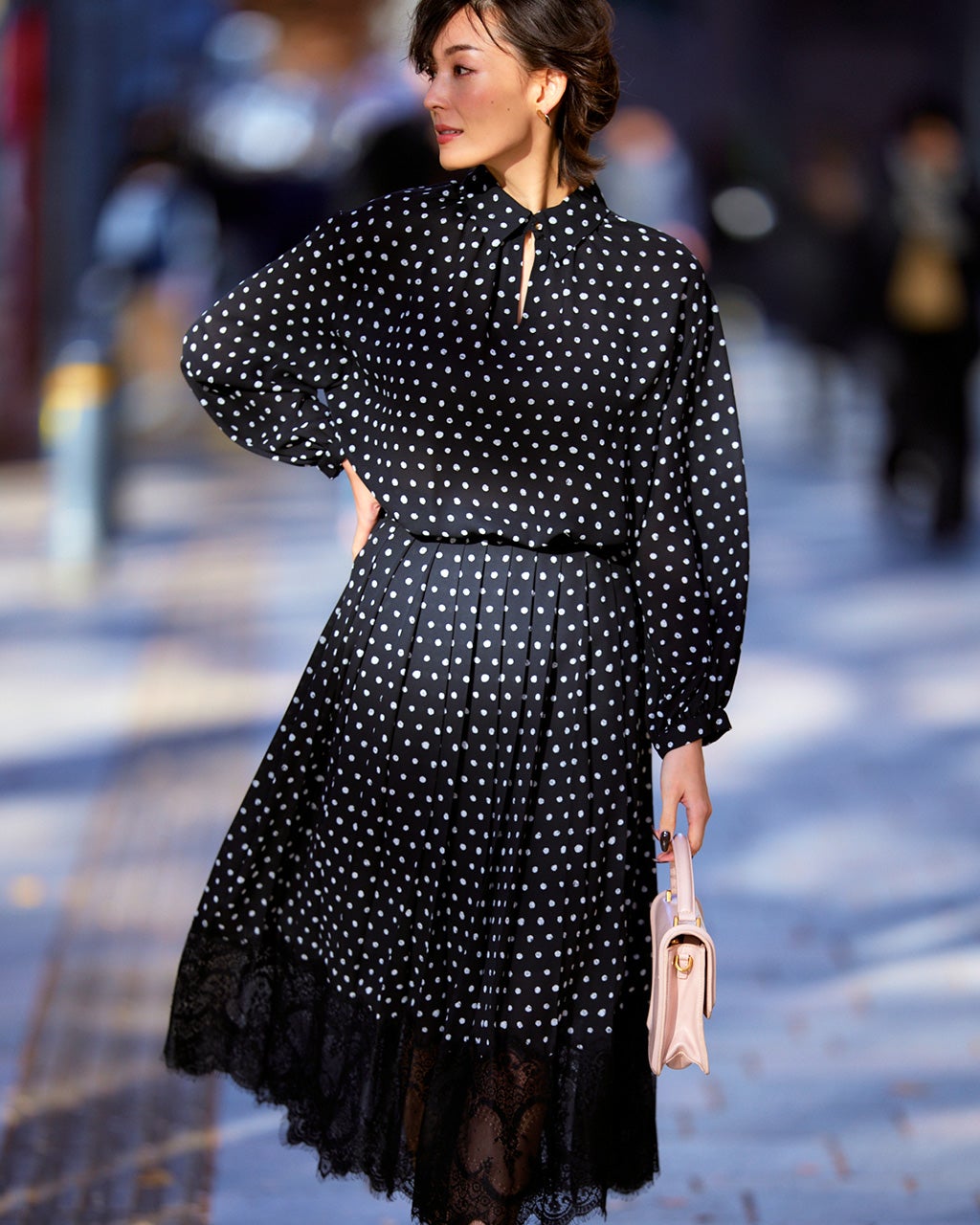 ポルカドット・ジョーゼットブラウス/DoCLASSE