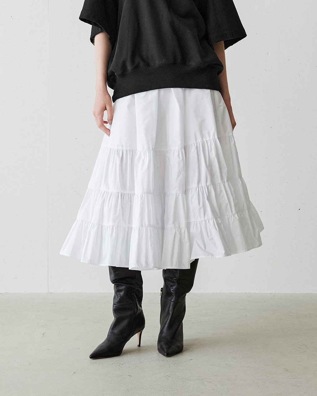 光沢タフタ・ギャザーロングスカート/DoCLASSE