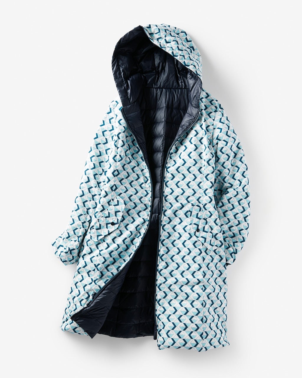 モダンリバーシブル・ジップアップダウンコート/DoCLASSE