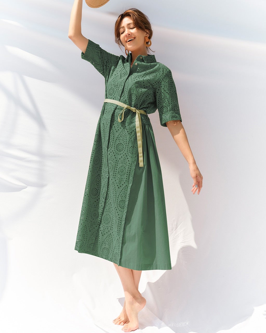 カットワークレース・サイド切替ワンピース/DoCLASSE