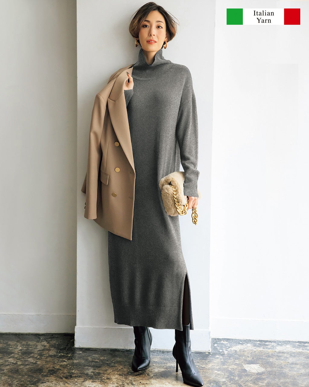 イタリア糸・カシミヤ混ニットワンピース/DoCLASSE