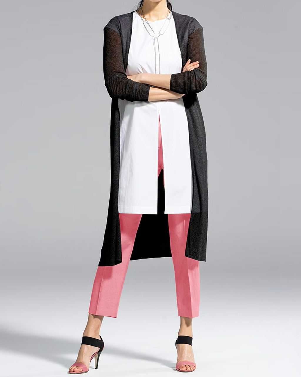 イタリア糸・グロッシーロングカーディガン/DoCLASSE