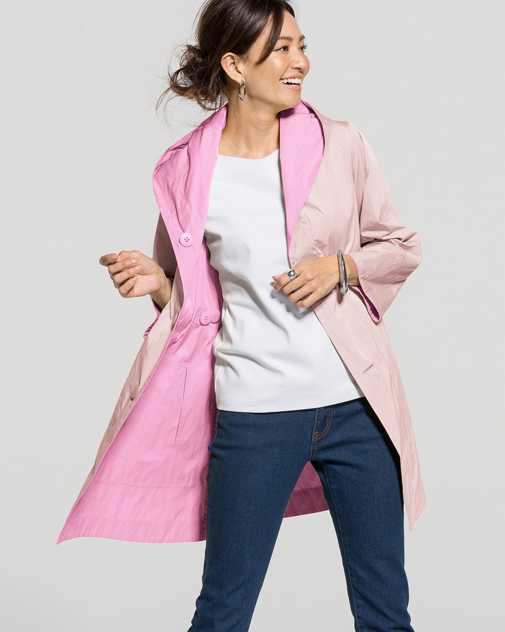 二重織タフタ・リバーシブルフードコート/DoCLASSE