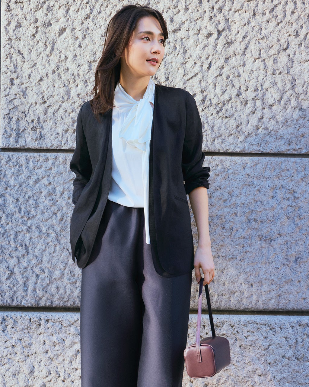 シアーラミー・ダブルノーカラージャケット/DoCLASSE