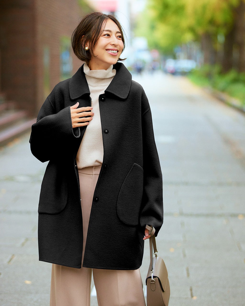 カシミヤ混ウールリバー・コート/DoCLASSE