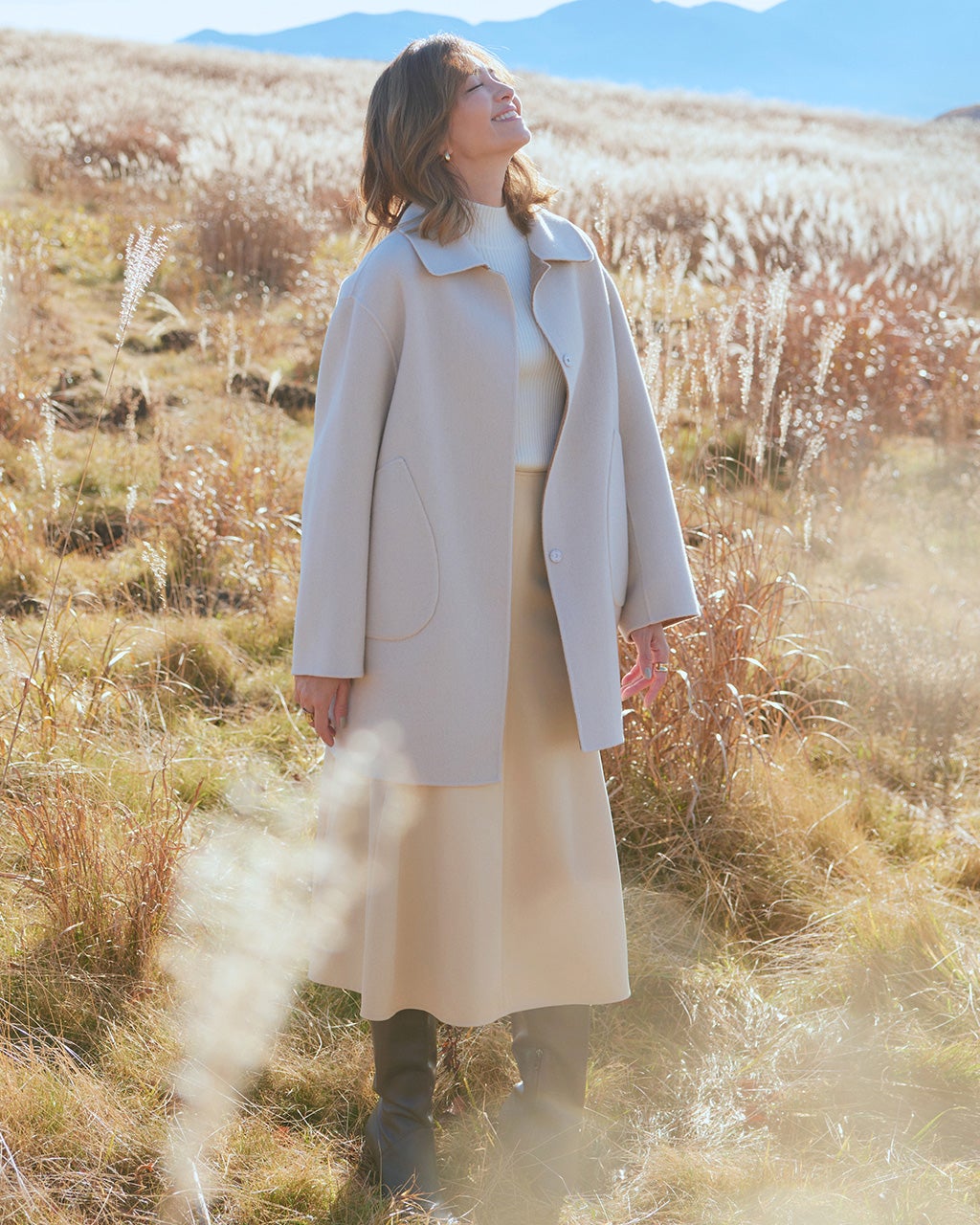 カシミヤ混ウールリバー・コート/DoCLASSE