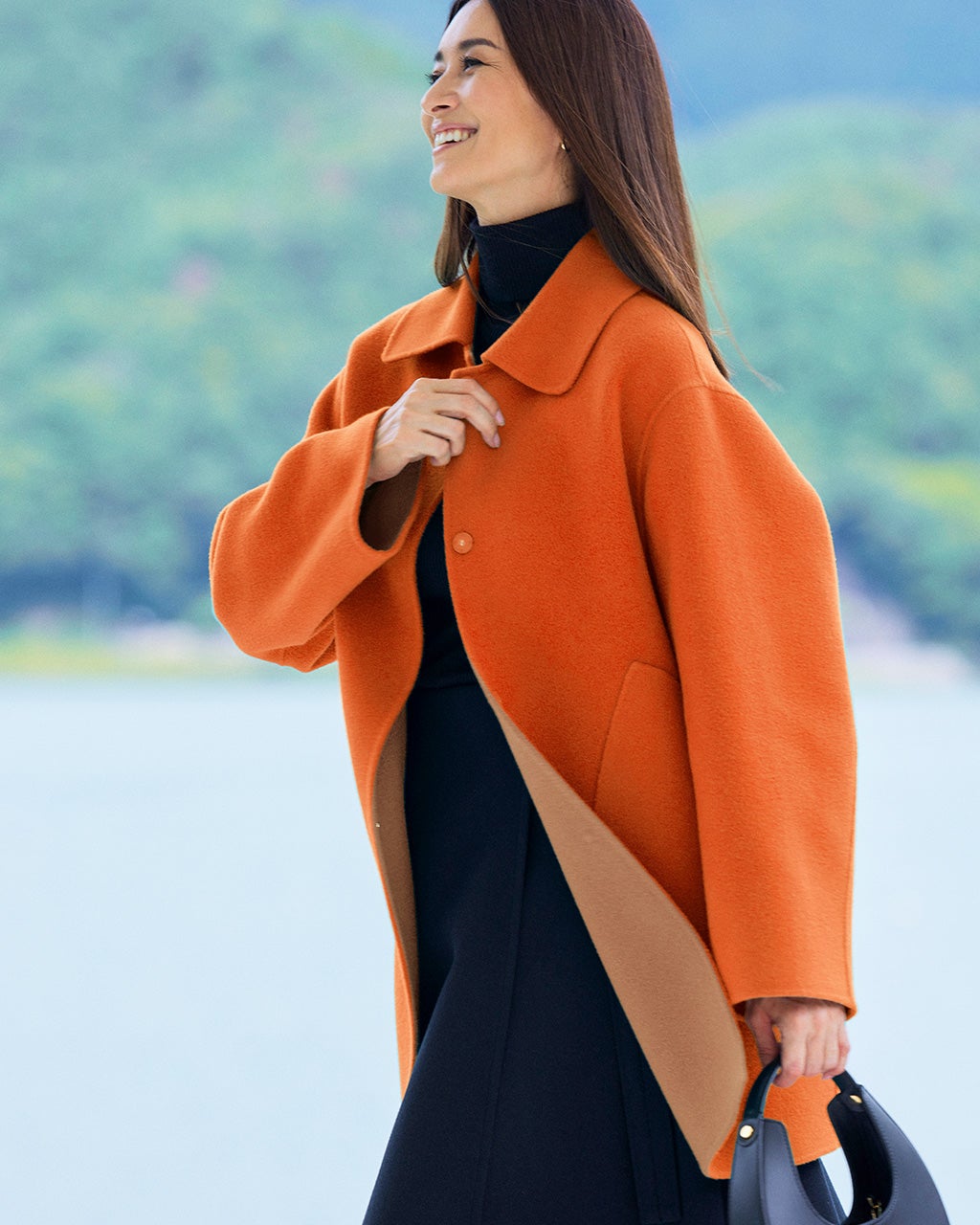 カシミヤ混ウールリバー・コート/DoCLASSE