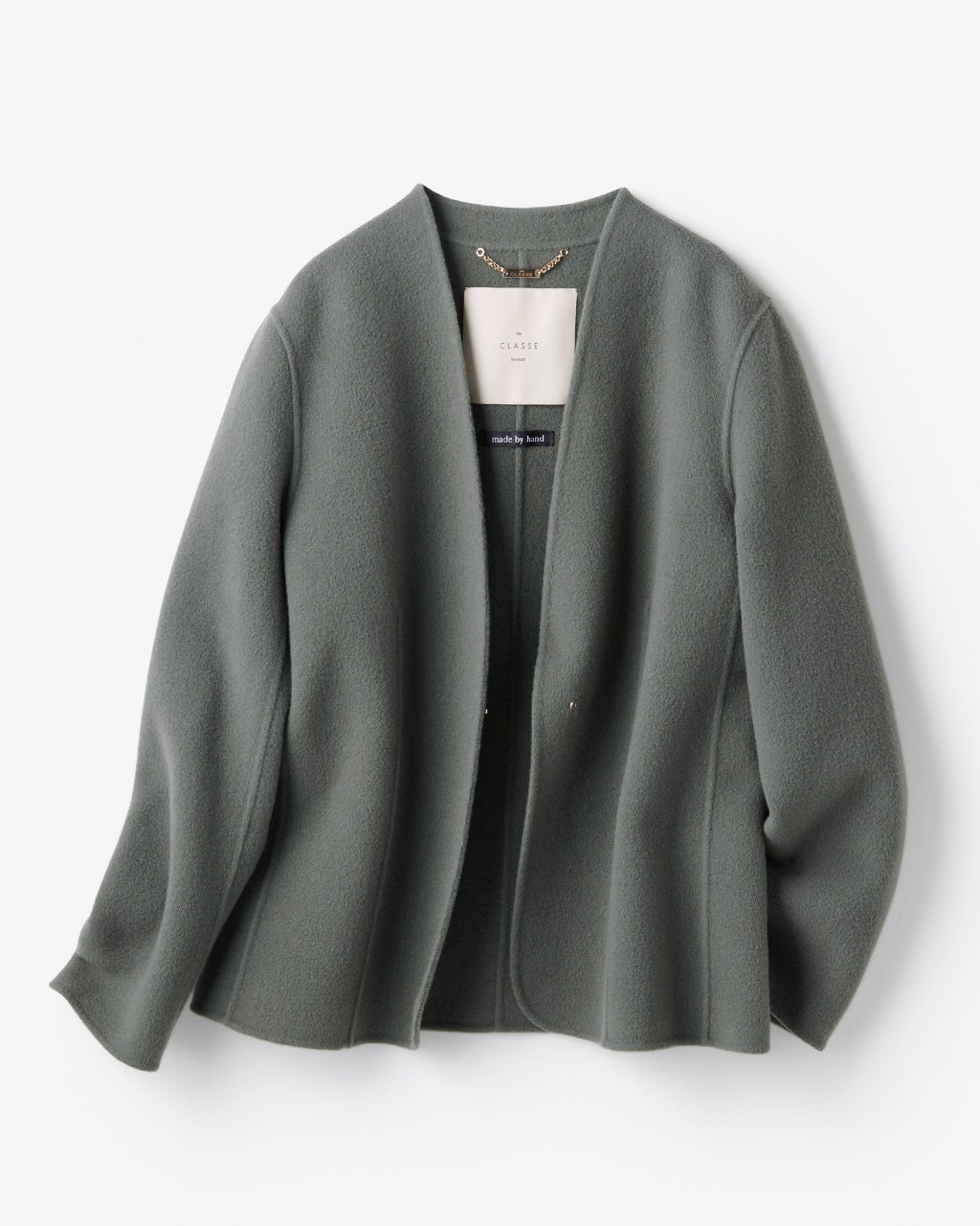 カシミヤ混ウールリバー・Vカラージャケット/DoCLASSE