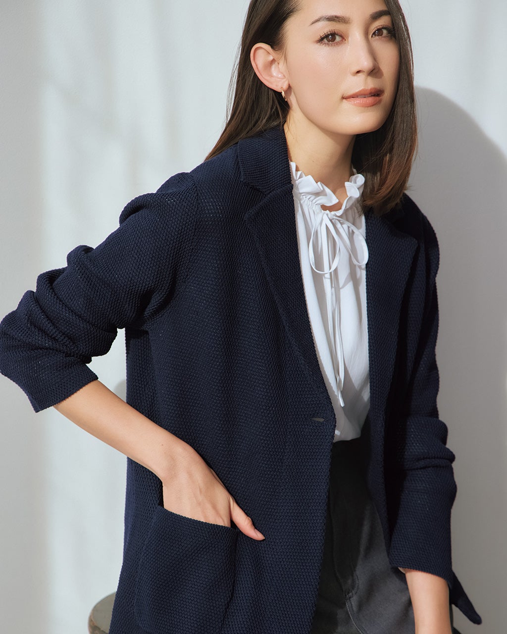 鹿の子ニット・テーラードジャケット/DoCLASSE