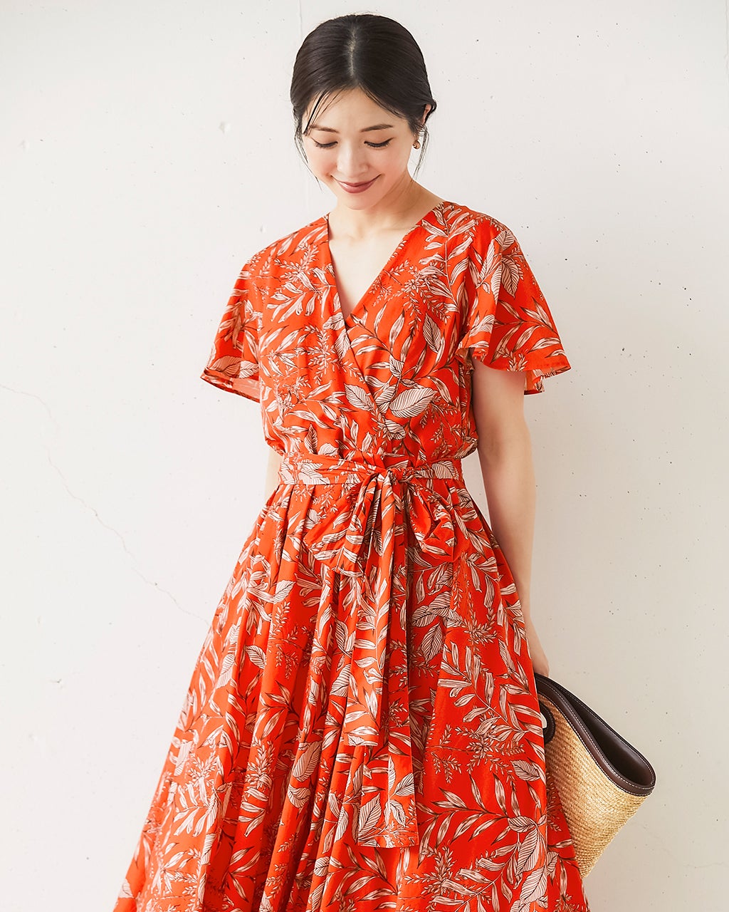 ボタニカルプリント・カシュクールワンピース/DoCLASSE