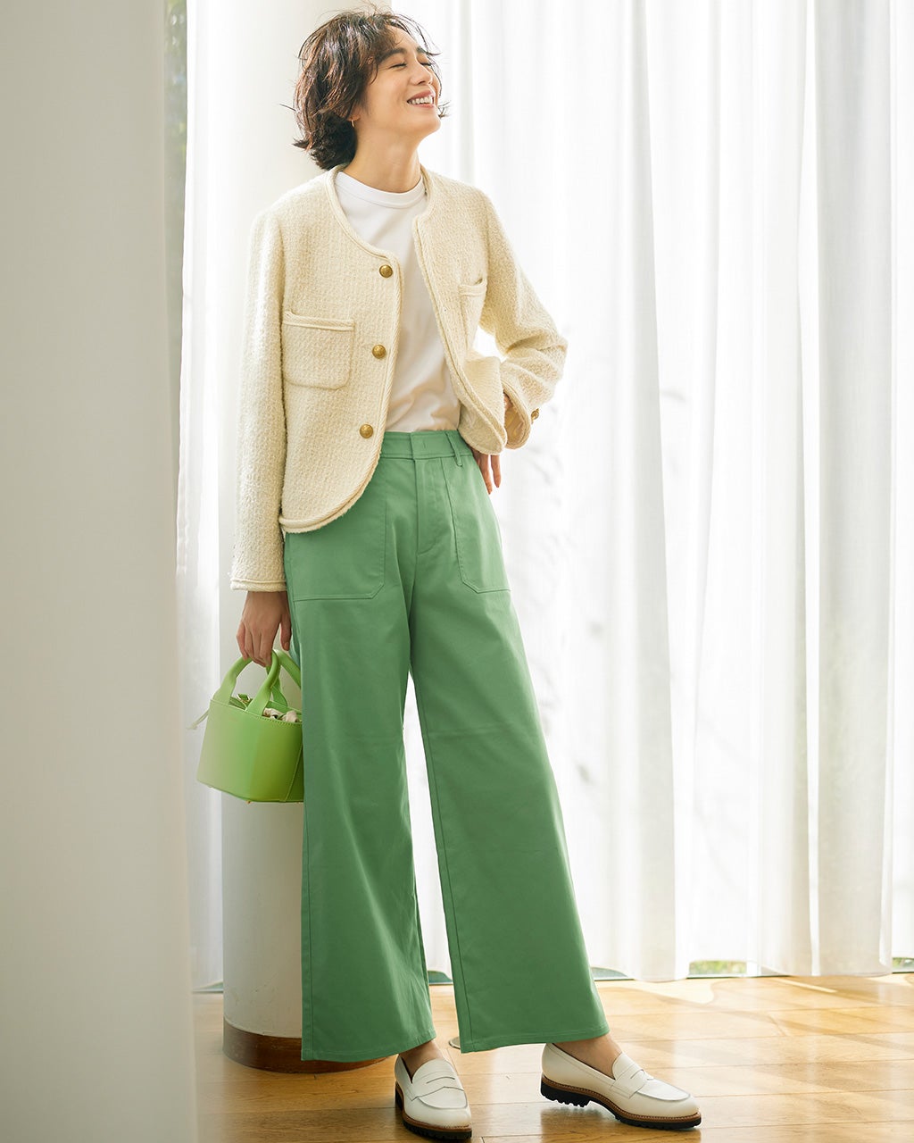 ファンシーツイード・ノーカラージャケット/DoCLASSE