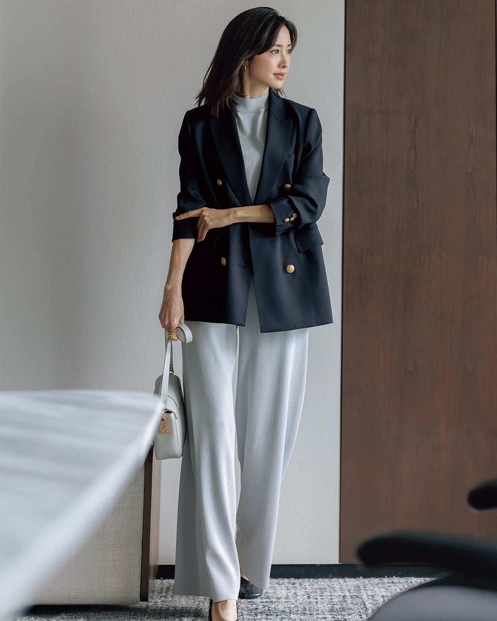 尾州産ミックスウール・ダブルブレストジャケット/DoCLASSE