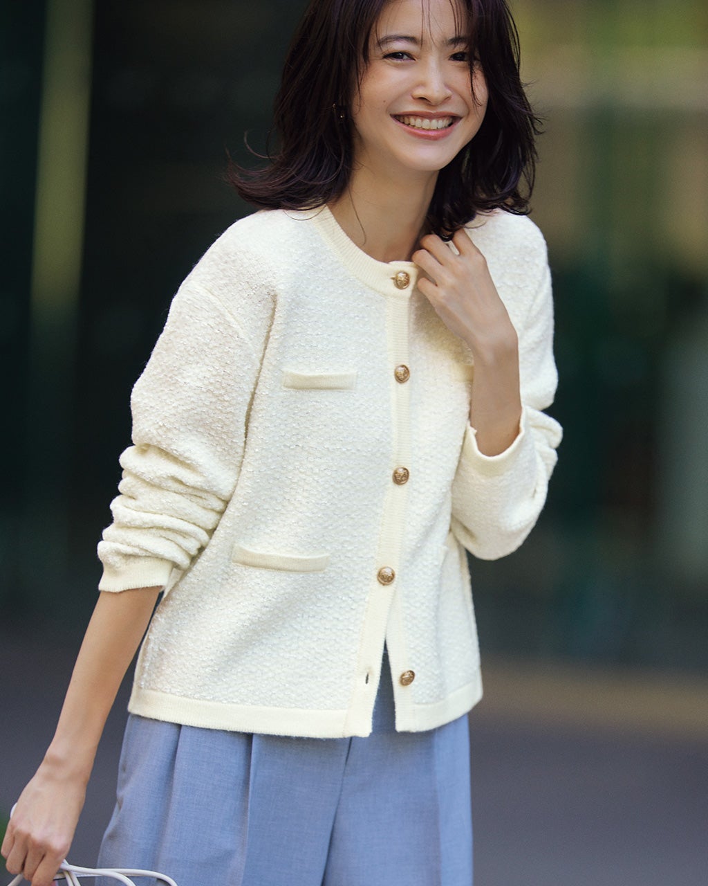 リボンヤーン・ツイーディニットジャケット/DoCLASSE