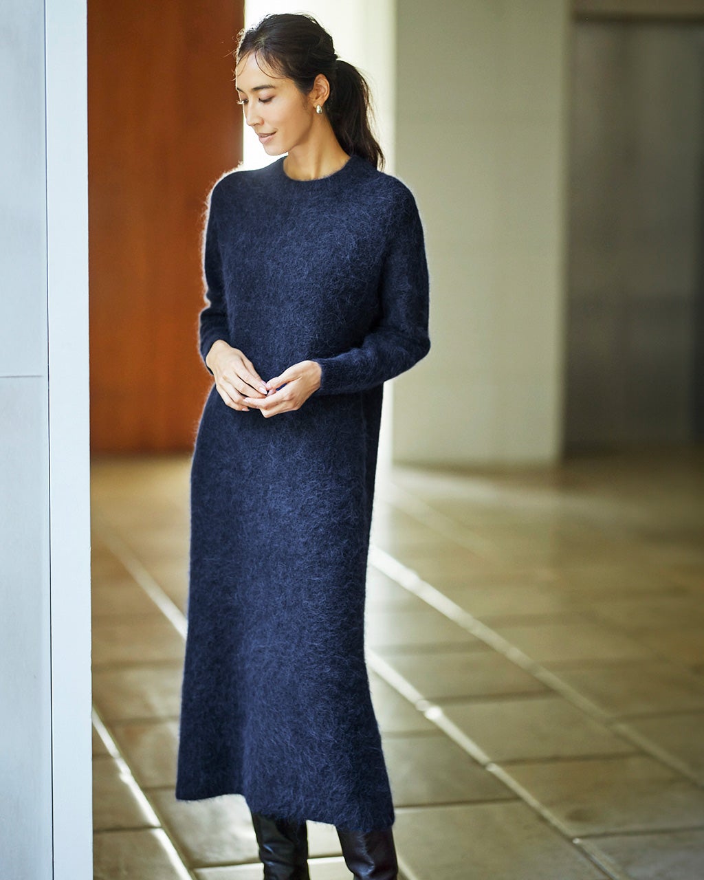 ヘアリーアルパカ・ニットワンピース/DoCLASSE