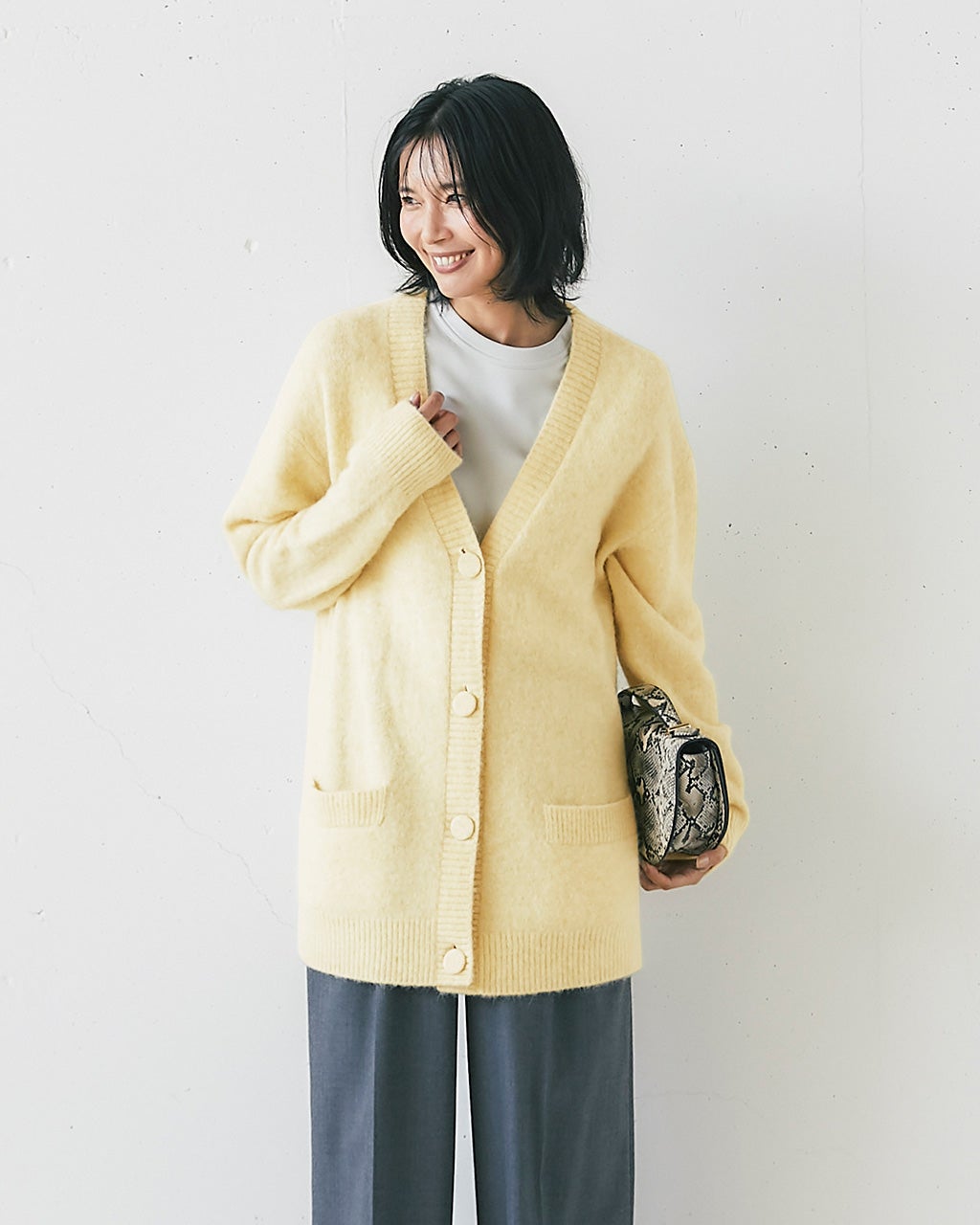 アルパカメリノ・ミドルカーディガン/DoCLASSE