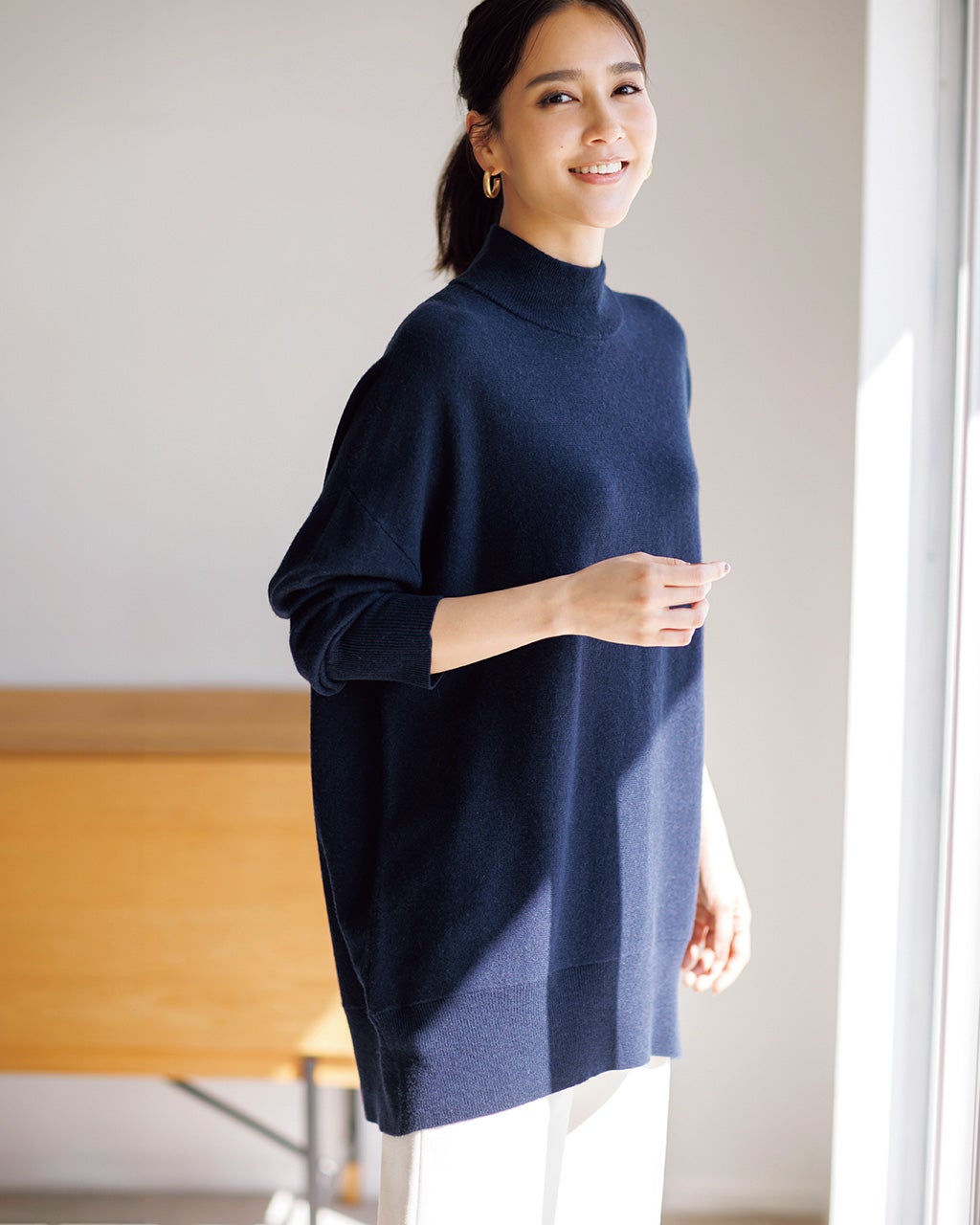 ウールカシミヤ・ハイネックチュニック/DoCLASSE