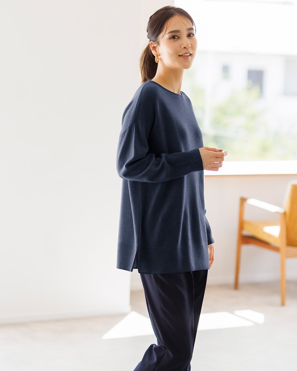 ウールカシミヤ・ボートネックニット/DoCLASSE