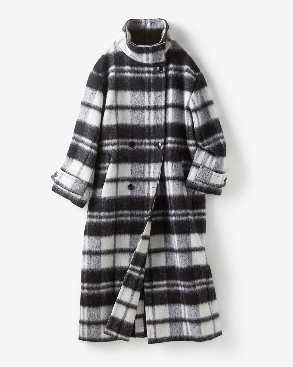シャギーチェック・スタンドカラーコート/DoCLASSE