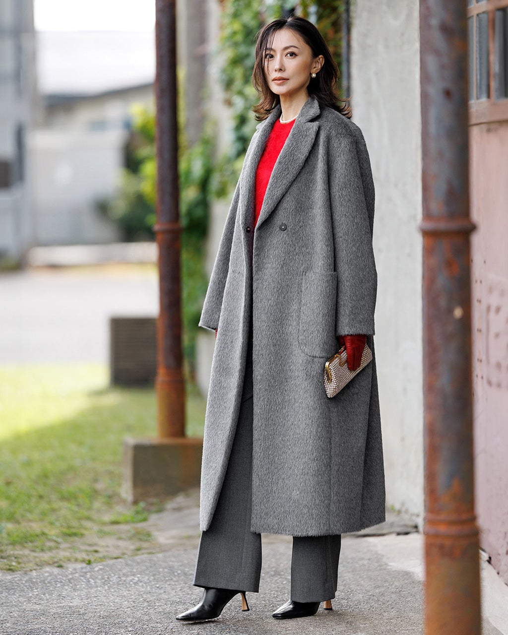 アルパカシャギー・テーラーロングコート/DoCLASSE