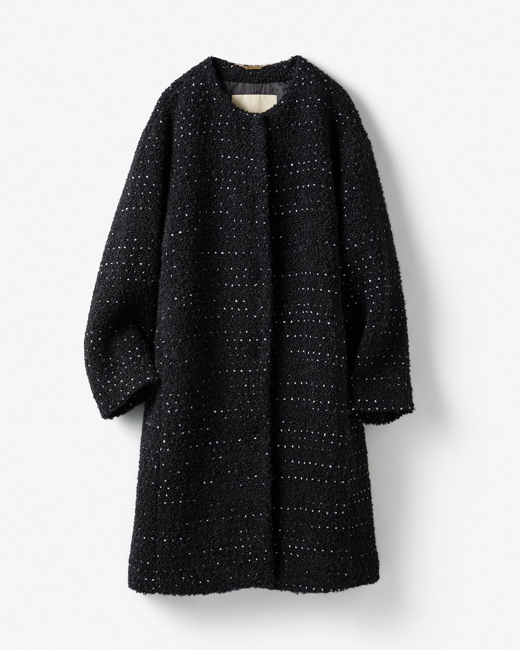 ミックスツイード・ノーカラーコート/DoCLASSE