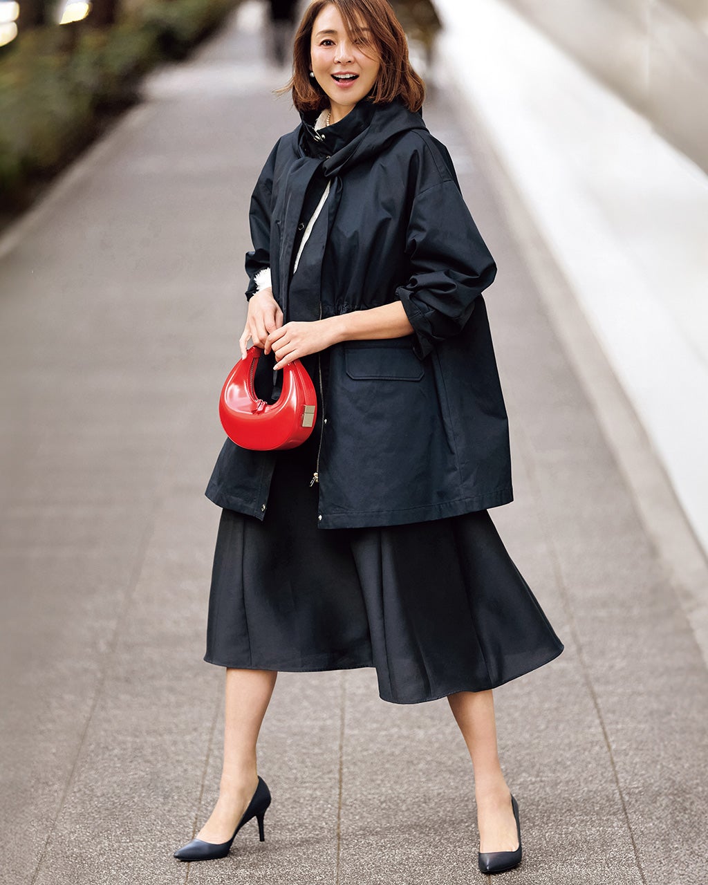 レディース フード付きコート（ネイビー）一覧/40代50代からの