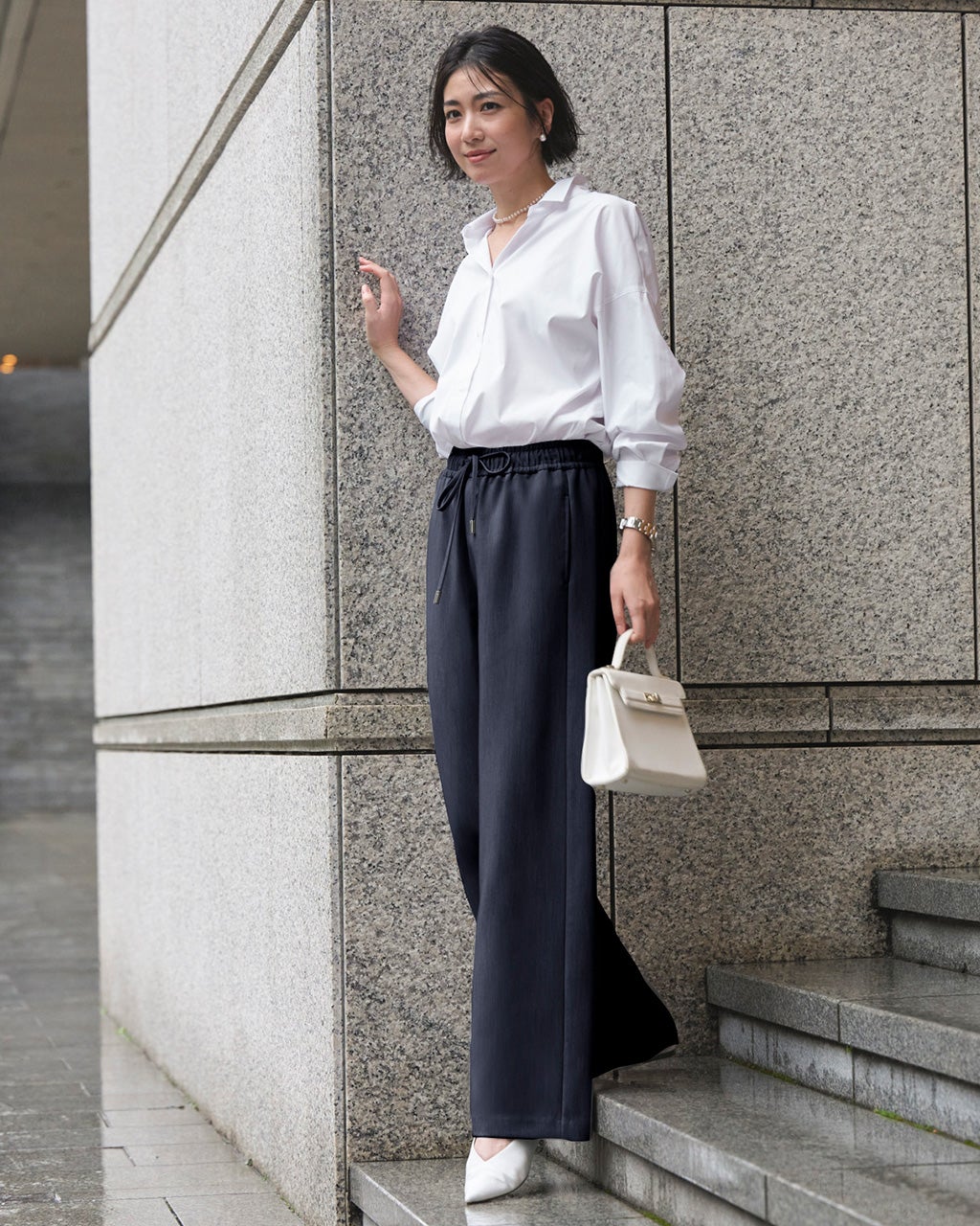 スポンジWクロス・イージーワイドパンツ/DoCLASSE