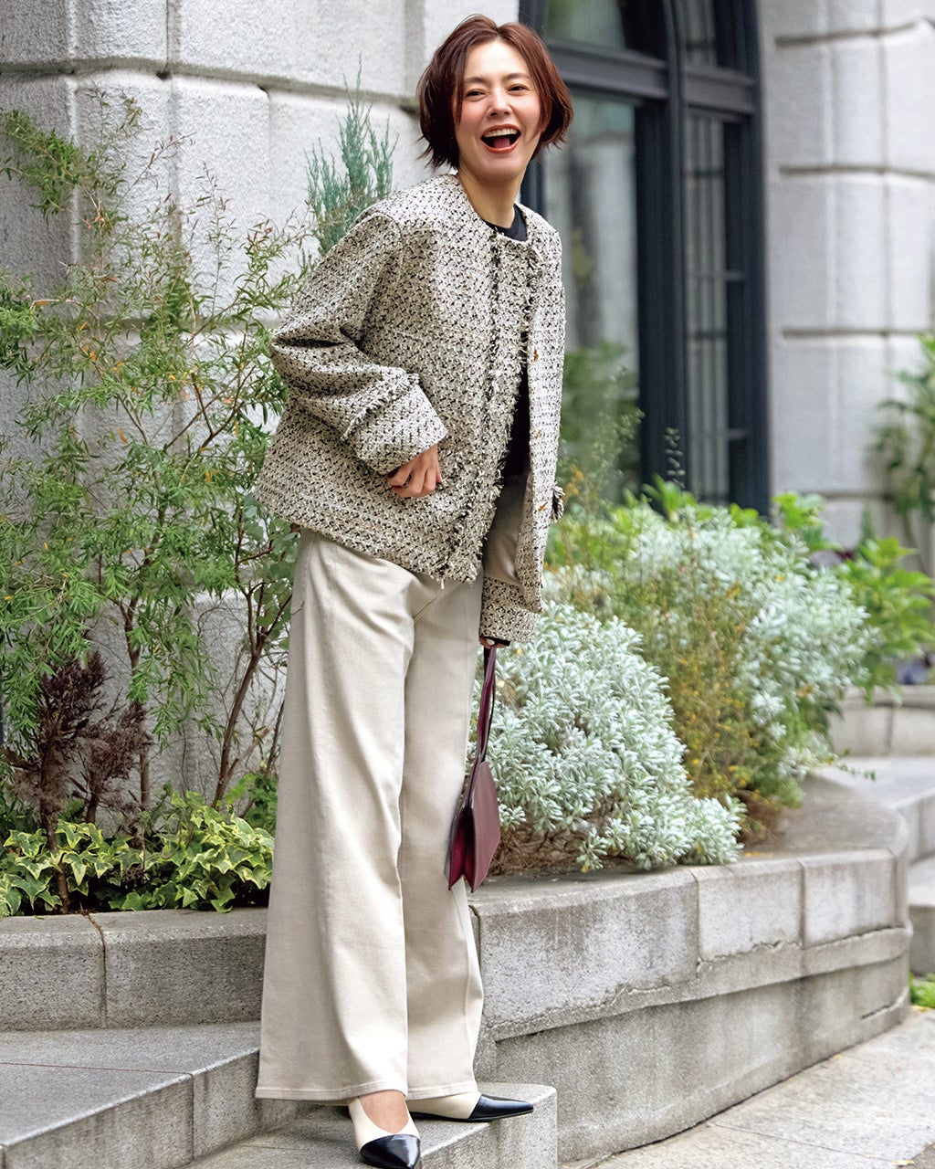 フリンジツイード・ノーカラージャケット/DoCLASSE