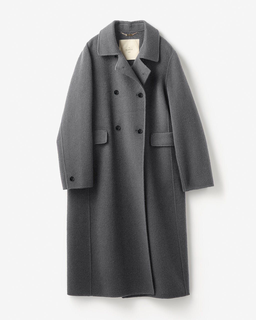 ピュアウールリバー・ダブルブレストロングコート/DoCLASSE