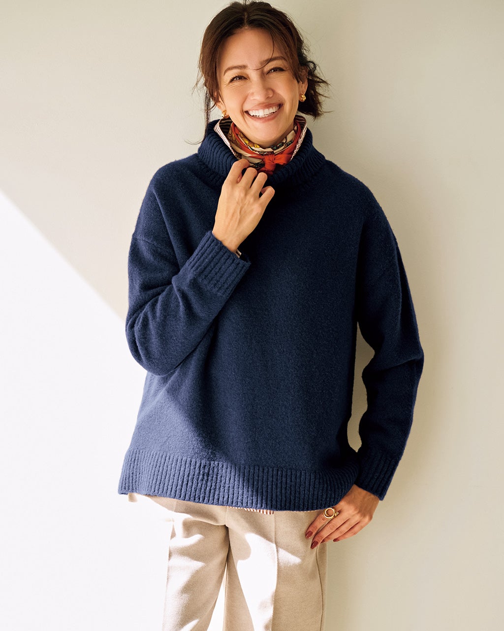 ウール混タム・タートルネックロングニット/DoCLASSE