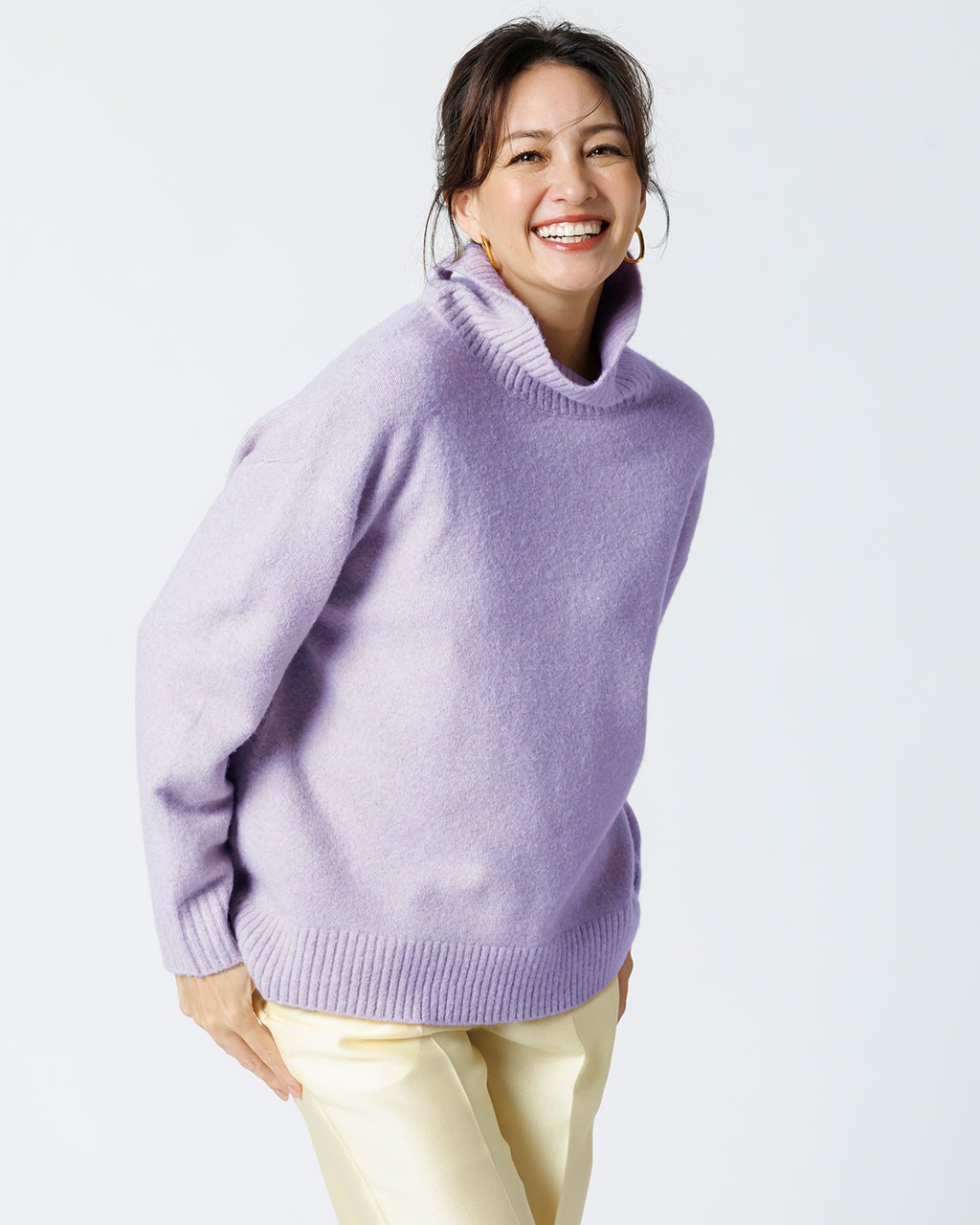 ウール混タム・タートルネックロングニット/DoCLASSE