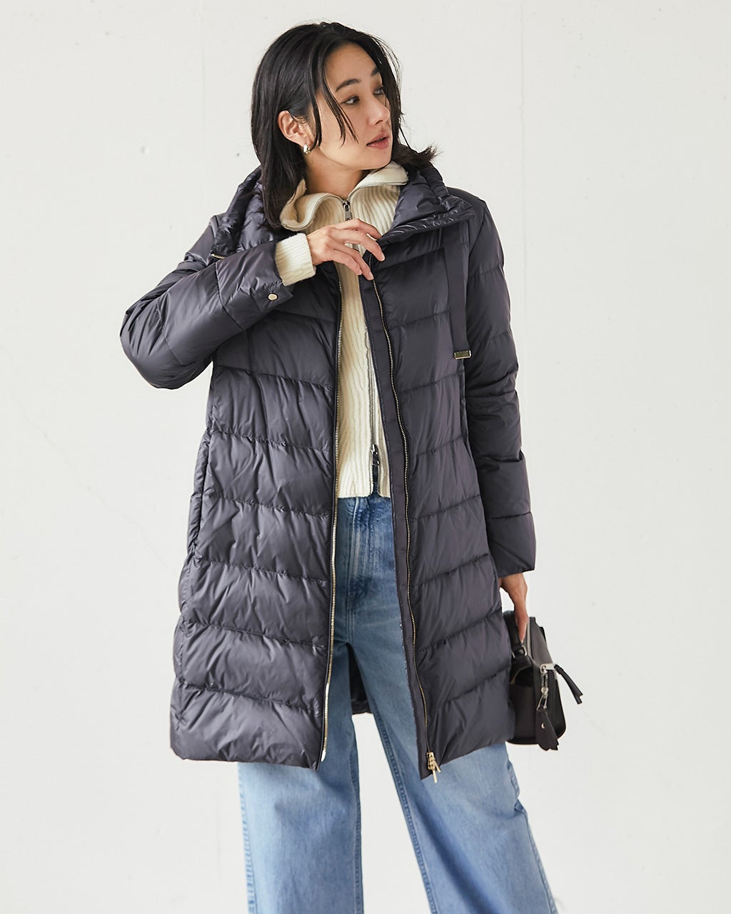 艶Airダウン・スタンドカラーロングコート/DoCLASSE