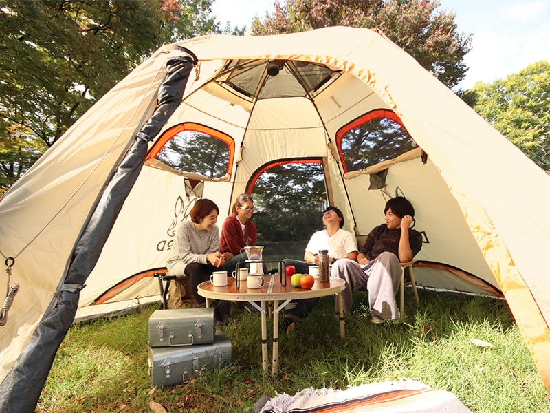 販売終了】ワンタッチフィッシングテント（ベージュ・8人用） T8-558