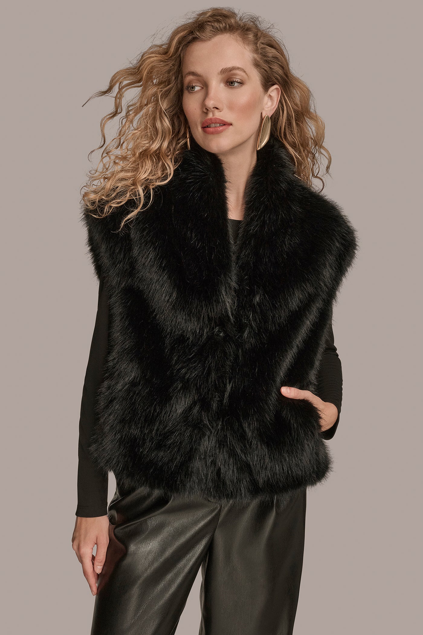 Faux Fur Vest | Donna Karan