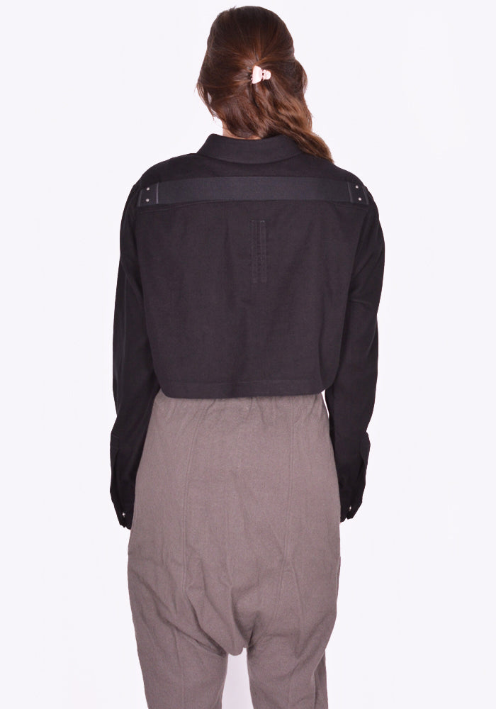 RICK OWENS WOMEN CROPPED OUTERSHIRT BLACK FW24 | 50%OFF SALE