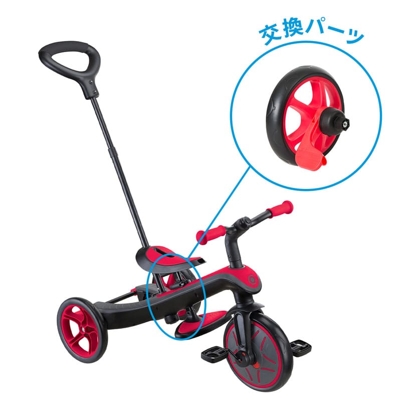エクスプローラートライク3in1 & 4in1用 】後輪（左）/レッド(旧