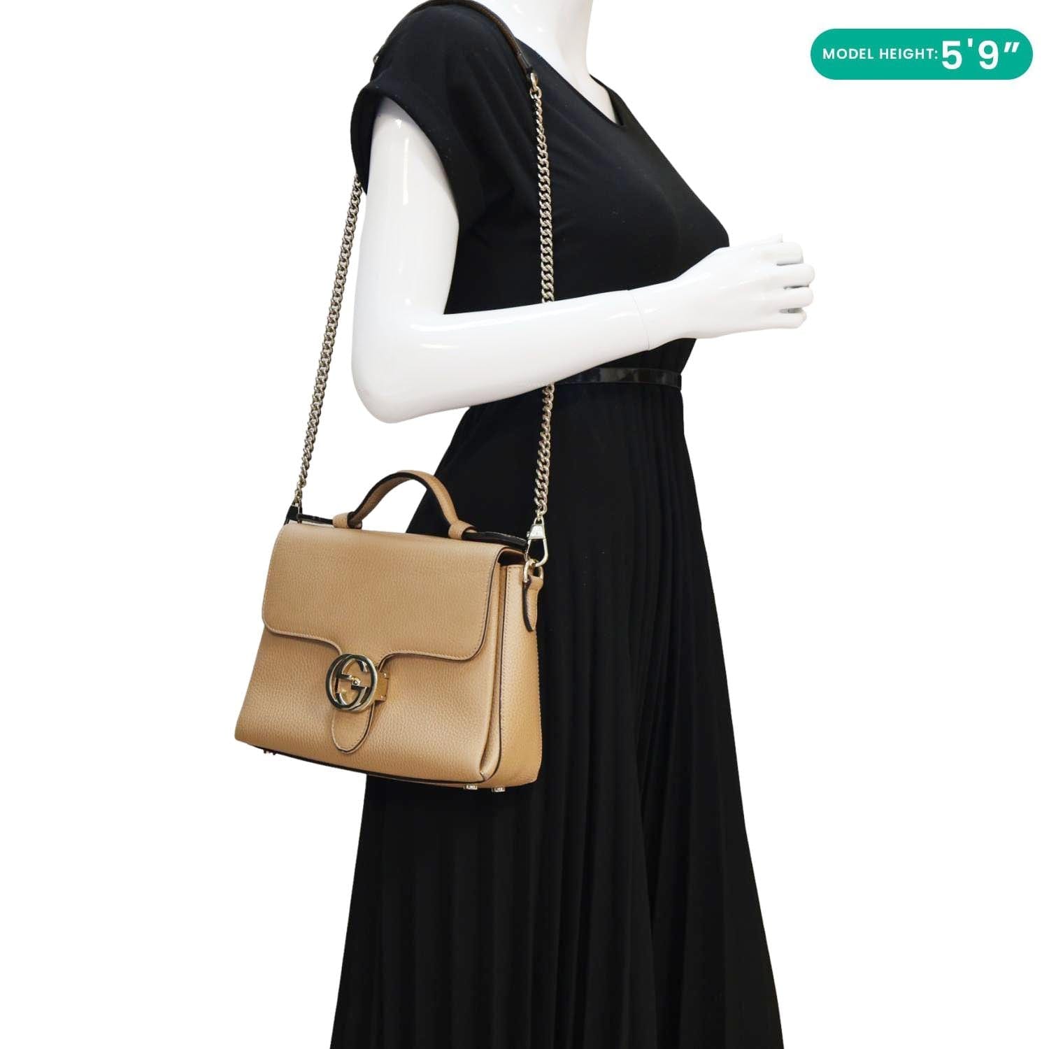 Gucci Interlocking G Beige Top Handle Shoulder Bag