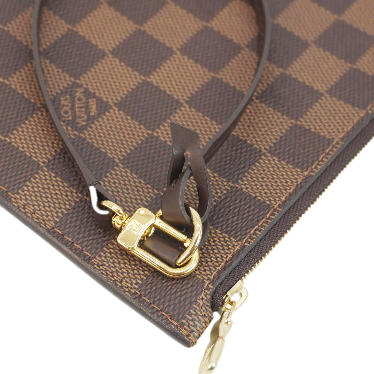 LOUIS VUITTON Wristlet Pochette Damier Ebene Brown Pouch