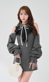 ショルダースカラップフリルシャツミニワンピース – Darich (ダーリッチ)