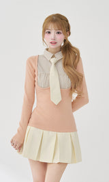 ネクタイシャツドッキングニットミニワンピース – Darich (ダーリッチ)