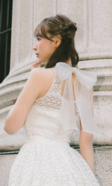 バックリボンフラワーレースティアードロングドレス – Darich (ダーリッチ)