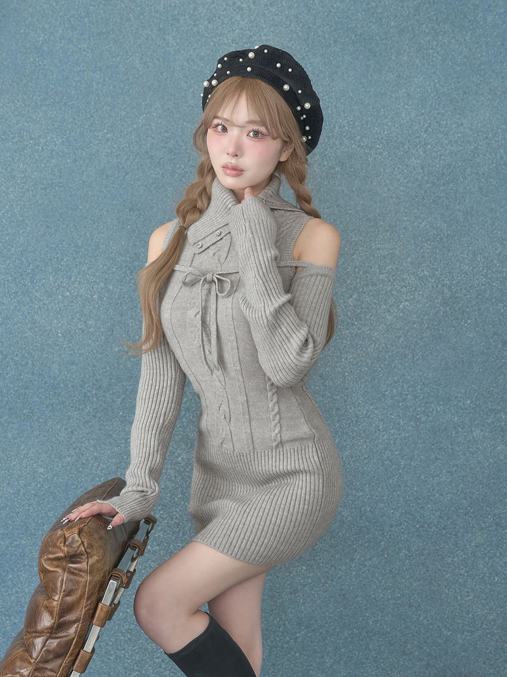リボンファーフレアニットミニワンピース – Darich (ダーリッチ)