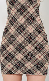 チェックジャガードノースリニットミニワンピース – Darich (ダーリッチ)