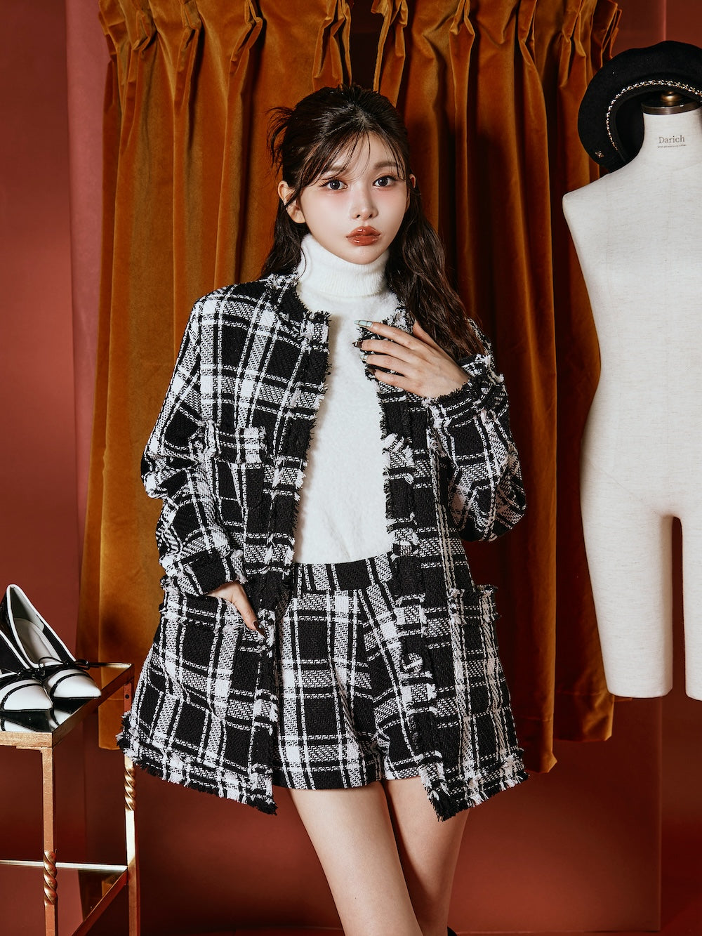 チェックフリンジツイードジャケット – Darich (ダーリッチ)