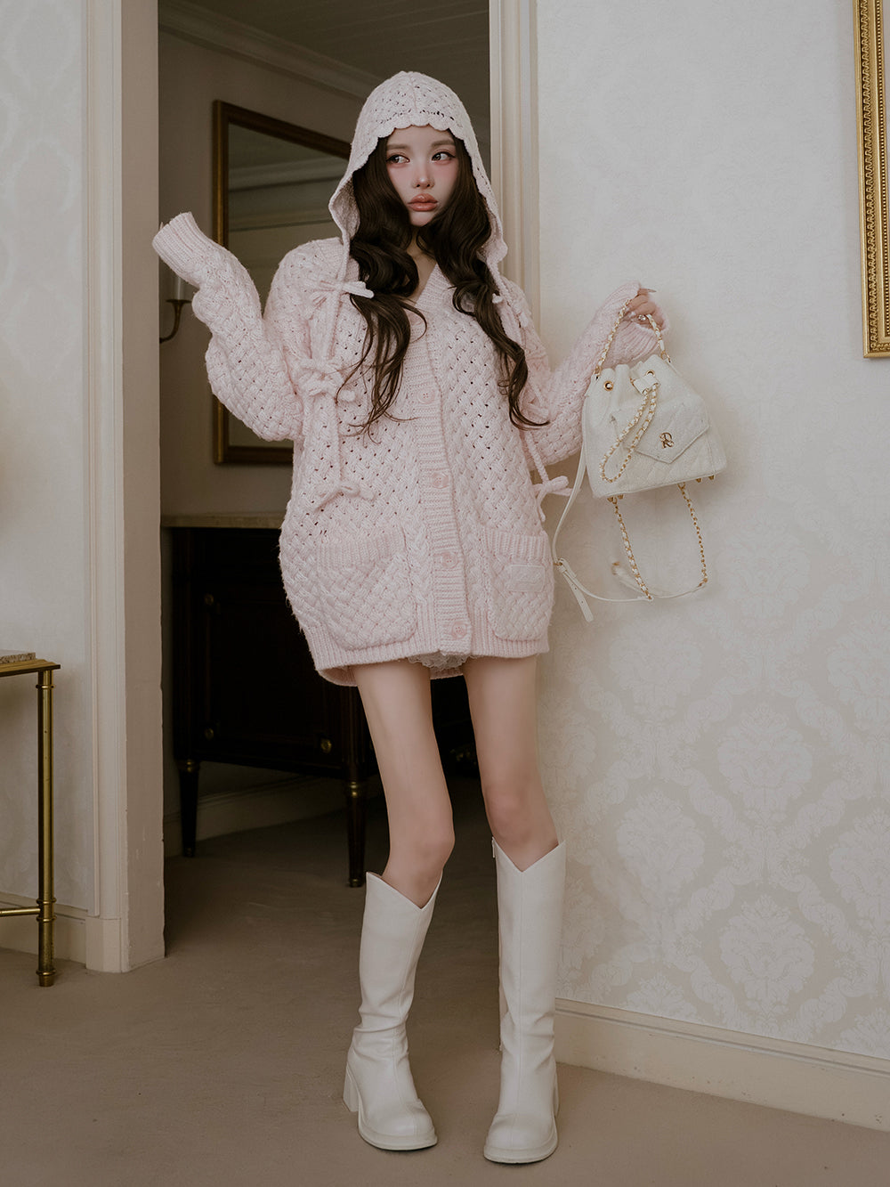 Darich ダーリッチ アントルラックリボンニットボンネット サックス