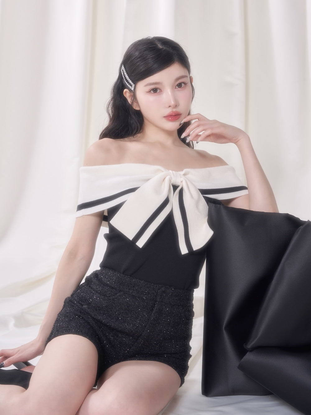 ビッグリボンオフショルニットトップス – Darich (ダーリッチ)
