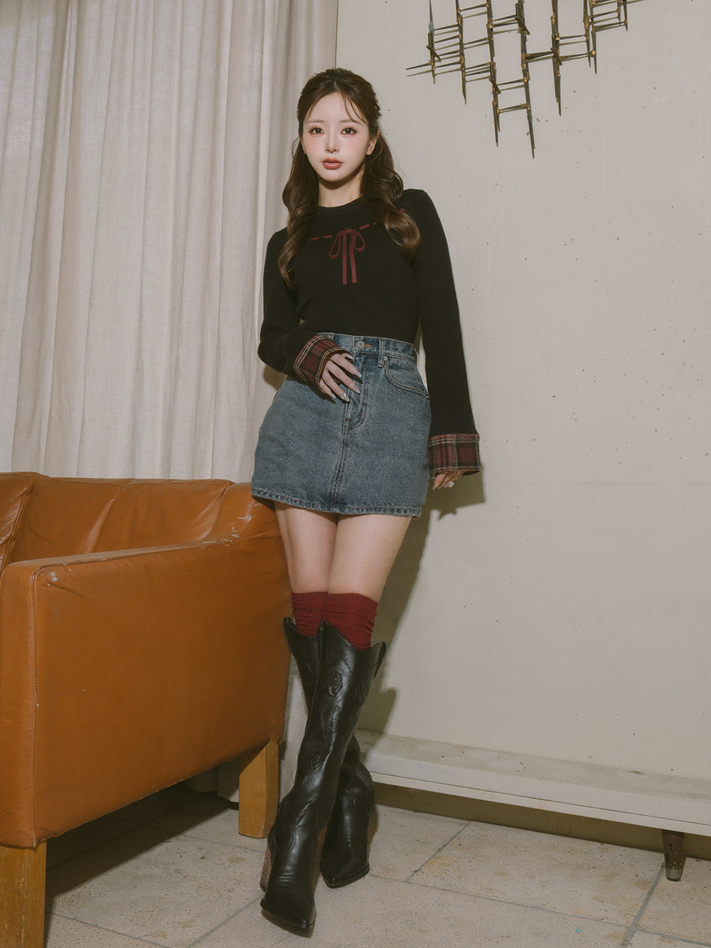 チェックカフスリボンニットトップス – Darich (ダーリッチ)