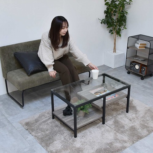 ガラスセンターテーブル ONTB0294MOGRY B.Bファニシング ガラス