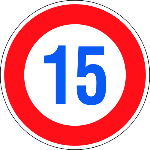 標識(構内用) 制限速度15キロ 600mmΦ 反射 アルミ製 133672 緑十字