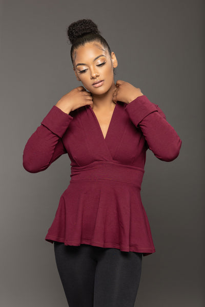 Scarlet peplum top with raglan sleeve – DEVINTO